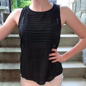 Black Lacy Pleated Blouse